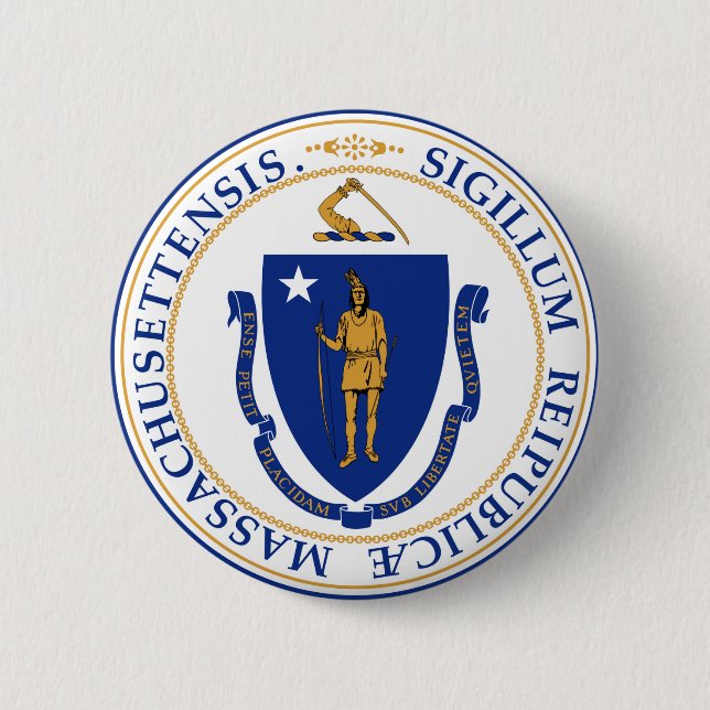 Massachusetts state seal america republic symbol f 6 cm round badge (Front)