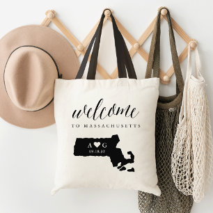 Massachusetts State Silhouette Wedding Welcome Tote Bag