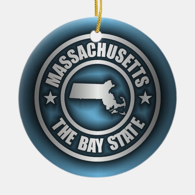 "Massachusetts Steel 2" Ceramic Tree Decoration (Front)