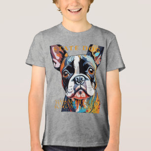 Massachusetts Territory Dog The Boston Terrier Art Tri-Blend Shirt