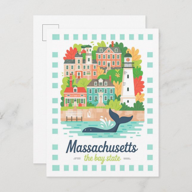 Massachusetts the Bay State USA Summer Travel Postcard (Front/Back)