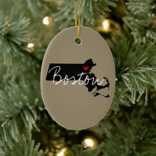 Massachusetts Town Ceramic Tree Decoration