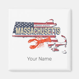Massachusetts United States Retro Map Vintage USA Magnet