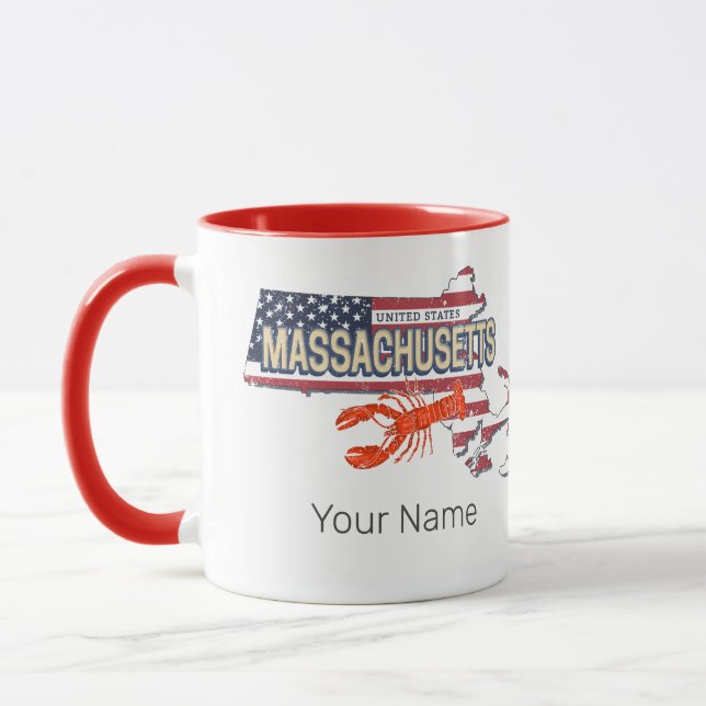 Massachusetts United States Retro Map Vintage USA Mug (Left)