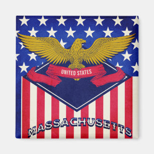 Massachusetts USA Flag Magnet
