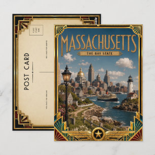 Massachusetts Vintage Art Deco Golden Age Postcard
