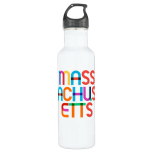 Massachusetts Vintage Retro Pop Art 80s Rainbow 710 Ml Water Bottle