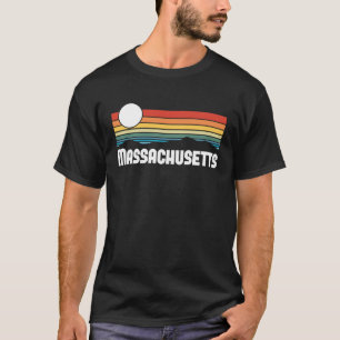 Massachusetts Vintage Sunset 80s Retro Summer Stat T-Shirt