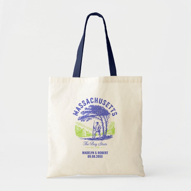 Massachusetts Wedding Welcome Bag, State Love Tote Bag (Front)