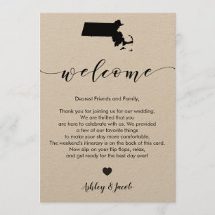 Massachusetts Wedding Welcome Letter & Itinerary Programme