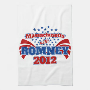 Massachusetts with Romney 2012 Tea Towel