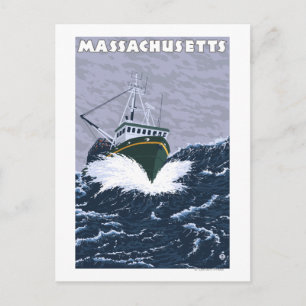 MassachusettsCrab Fishing Boat Scene Postcard