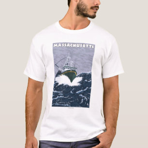 MassachusettsCrab Fishing Boat Scene T-Shirt