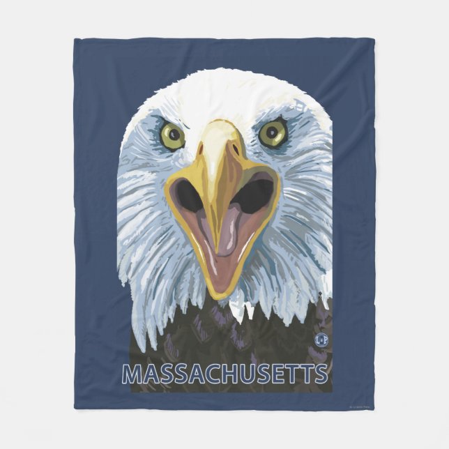 MassachusettsEagle Up Close Fleece Blanket (Front)