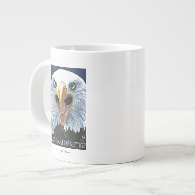 MassachusettsEagle Up Close Large Coffee Mug (Front Left)