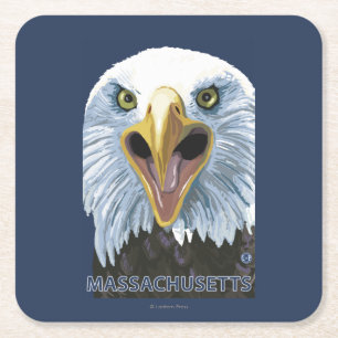 MassachusettsEagle Up Close Square Paper Coaster