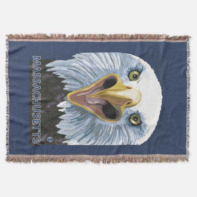 MassachusettsEagle Up Close Throw Blanket (Front)