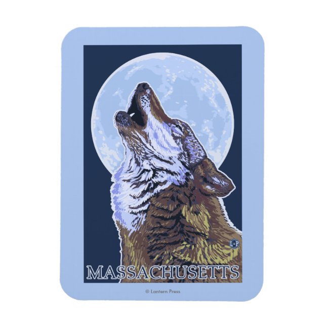 MassachusettsHowling Wolf Magnet (Vertical)