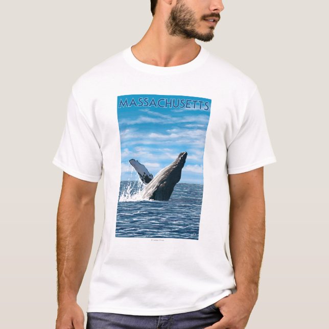 MassachusettsHumpback Whale Scene T-Shirt (Front)