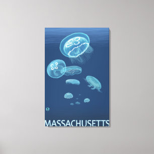 MassachusettsJellyfish Scene Canvas Print