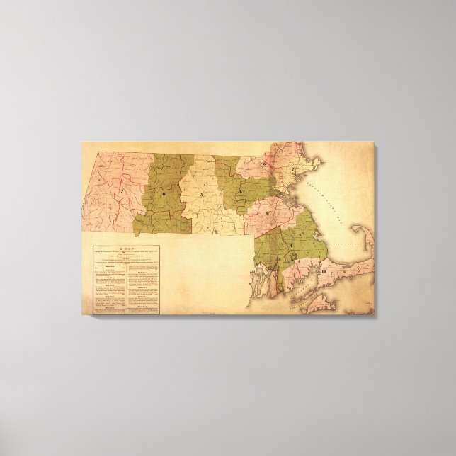 MassachusettsPanoramic MapMassachusetts Canvas Print (Front)