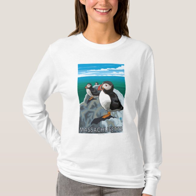 MassachusettsPuffins Scene T-Shirt (Front)