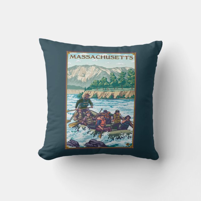 MassachusettsRiver Rafting Scene Cushion (Front)