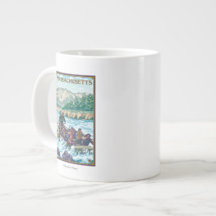 MassachusettsRiver Rafting Scene Large Coffee Mug