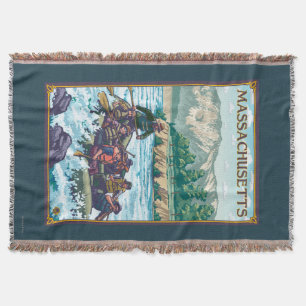 MassachusettsRiver Rafting Scene Throw Blanket