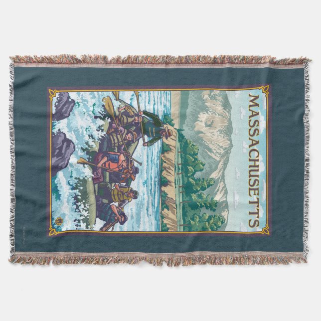 MassachusettsRiver Rafting Scene Throw Blanket (Front)
