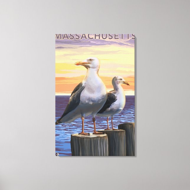 MassachusettsSea Gulls Scene Canvas Print (Front)