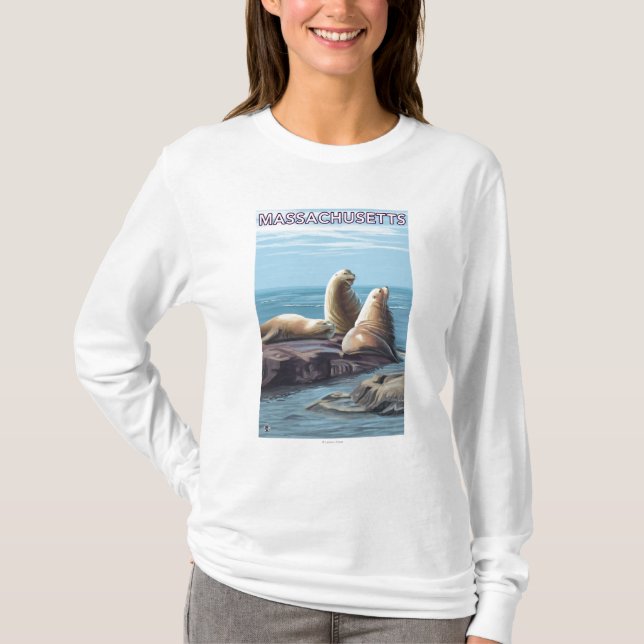 MassachusettsSea Lions Scene T-Shirt (Front)