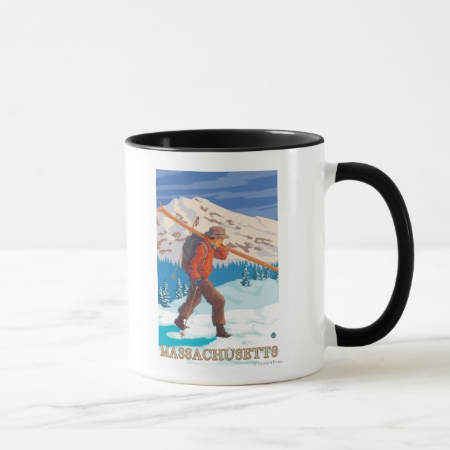 MassachusettsSkier Carrying Skis Mug (Right)