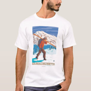 MassachusettsSkier Carrying Skis T-Shirt