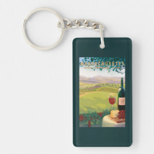 MassachusettsWine Country Scene Key Ring