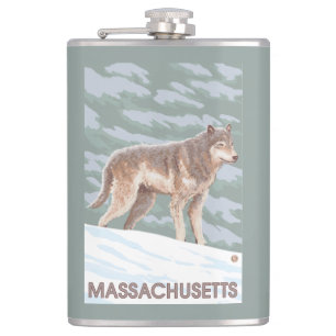 MassachusettsWolf Scene Hip Flask