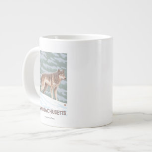 MassachusettsWolf Scene Large Coffee Mug