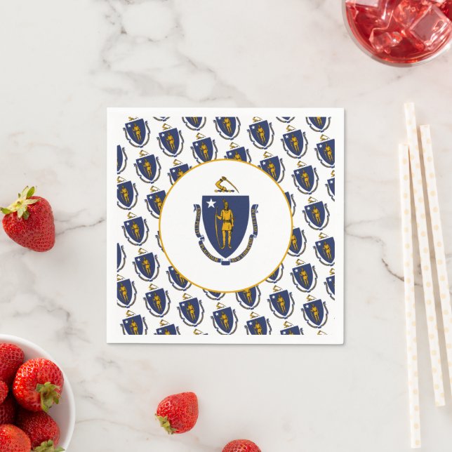 Massachusite Flag, Flag of Massachusetts Napkin (Insitu)