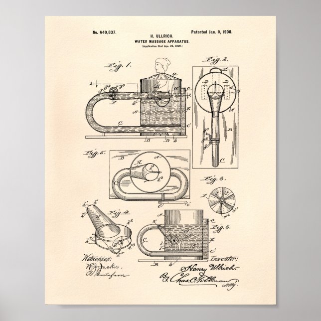Massage Apparatus 1900 Patent Art Old Peper Poster (Front)