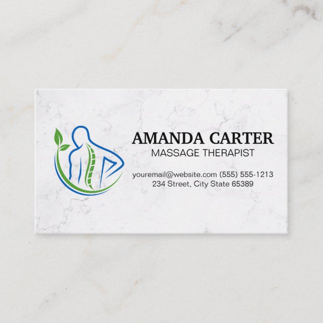 Massage Back Diagram Logo Business Card (Front)