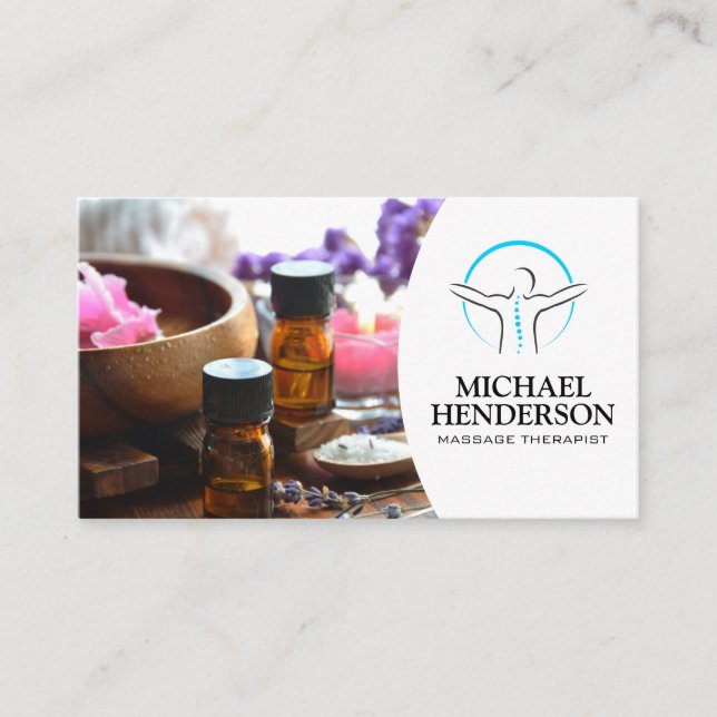 Massage Essential Oils | Day Spa Business Card (Front)