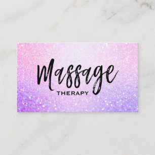*~* Massage Glitter Pink Lavender Gradient Sparkle Business Card