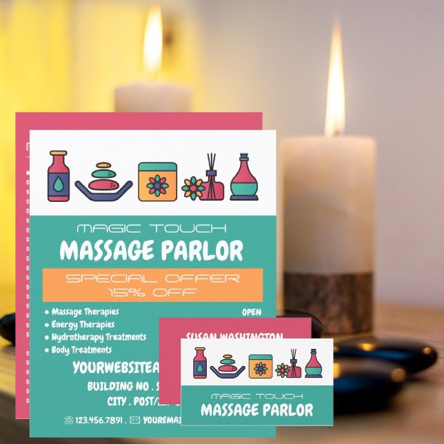 Massage Icons, Massage Therapist Business Card (Creator Uploaded)