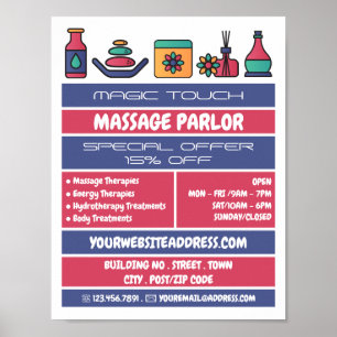 Massage Icons, Massage Therapy, Massage Parlor Poster