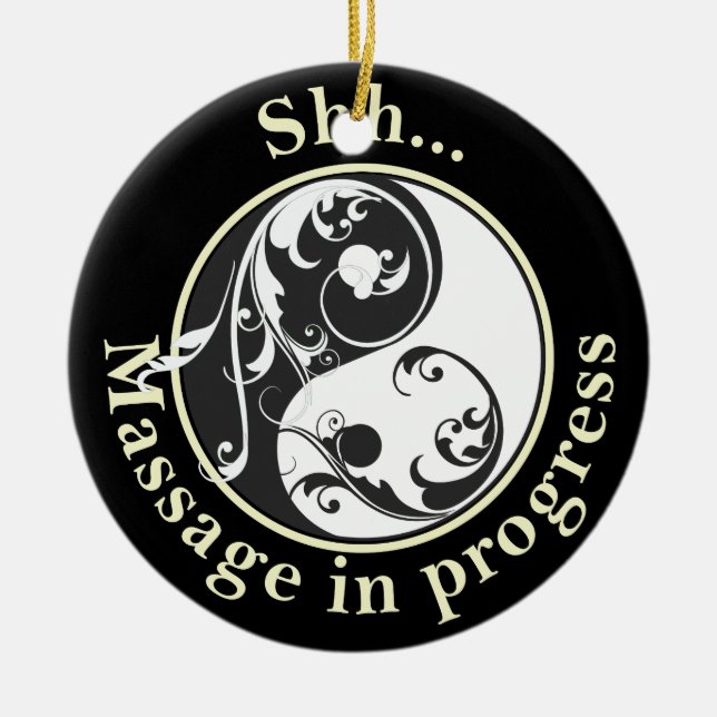 Massage In Progress Yin Yang Door Hanger Ceramic Tree Decoration (Front)