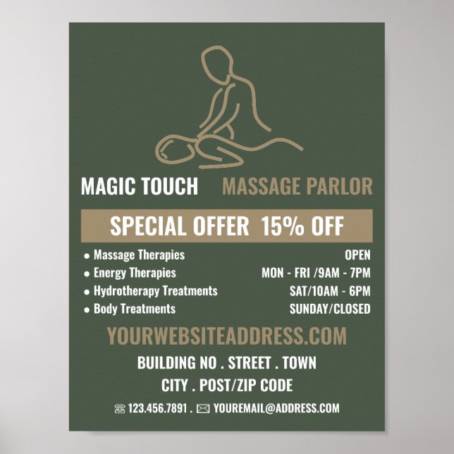 Massage Logo, Massage Therapy, Massage Parlor Poster (Front)