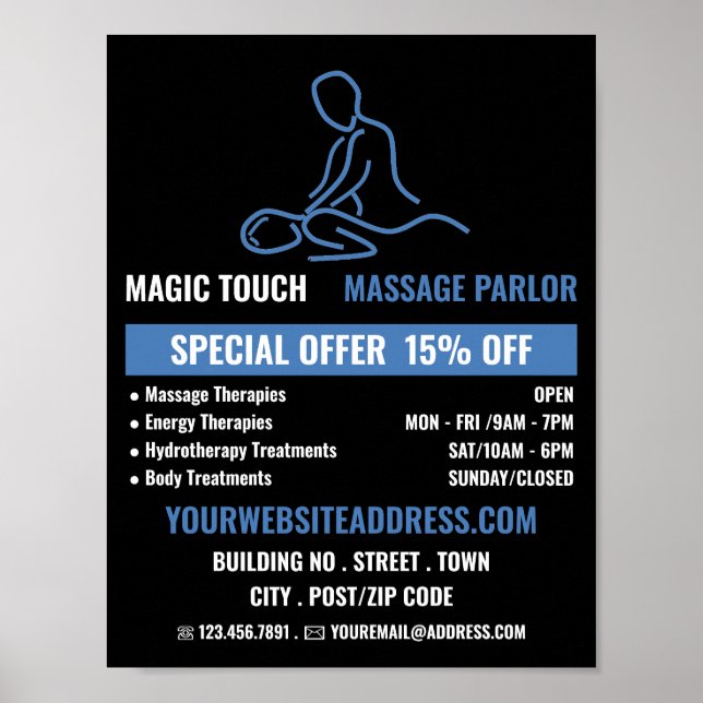 Massage Logo, Massage Therapy, Massage Parlour Poster (Front)