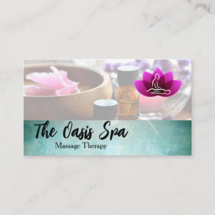 Massage Lotus Flower Logo   Spa Resort Business Card