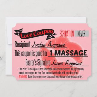 MASSAGE Love Coupon with Lips