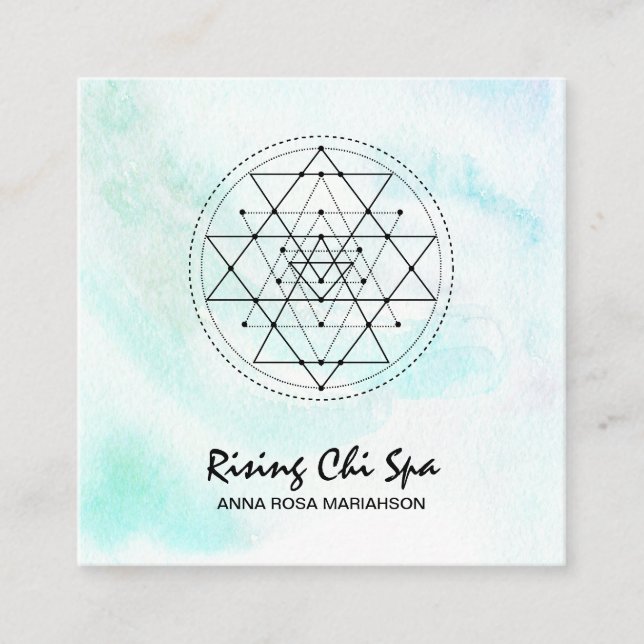 *~ Massage Pastel Yoga Sacred Geometry Reiki Square Business Card (Front)